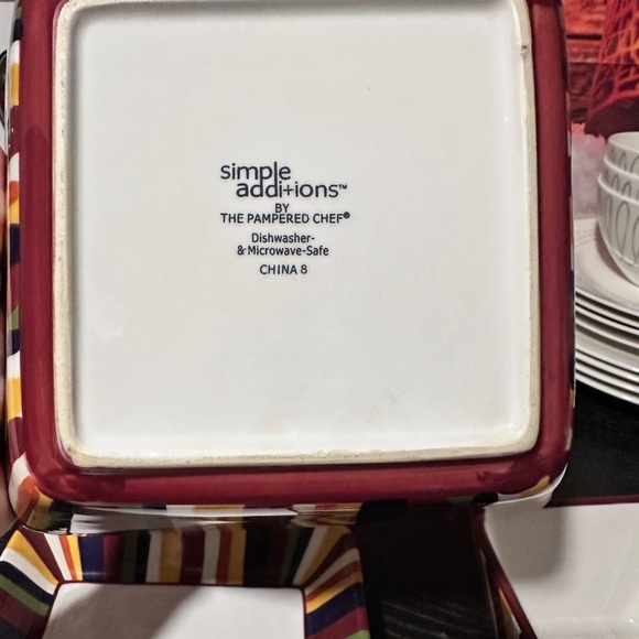The Pampered Chef Simple Additions striped square serving dishes - Picture 2 of 13
